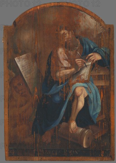 St. Mark the Evangelist, 1790-1820. The saint uses a quill pen to write his gospel.