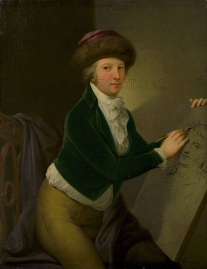 Count Ján Hadik sketching Stunder's portrait, c1797.