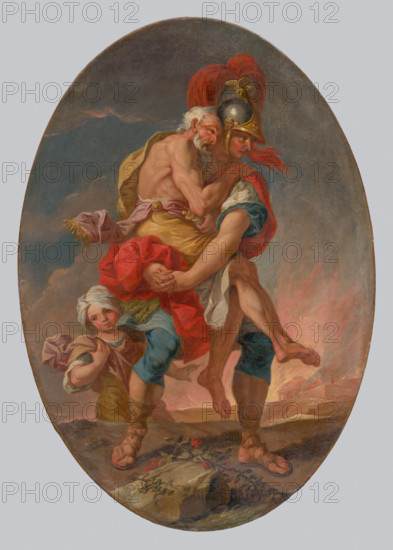 Aeneas Rescues Anchises from Burning Troy, 1730-1750.