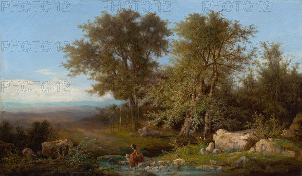 Landscape with river and group of trees, 1870.