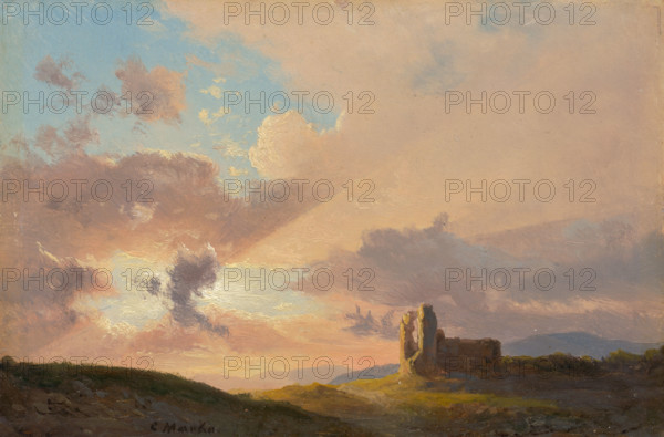 Ruins at sunset, 1835-1850.