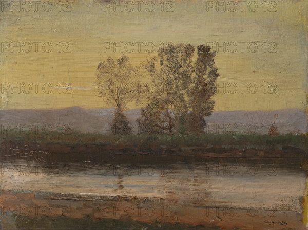 Landscape at Twilight with River and Cluster of Trees, 1895-1905.