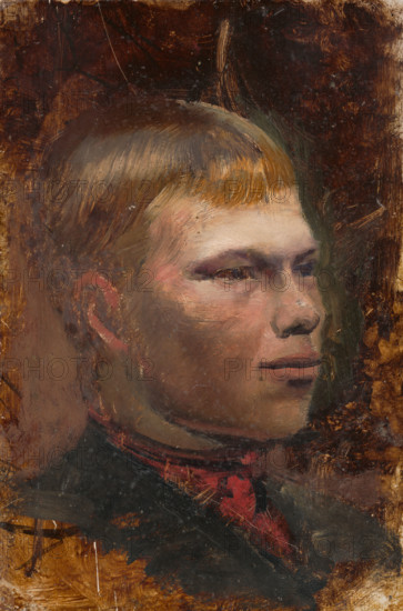 Head study of a village farmhand, 1880-1900.