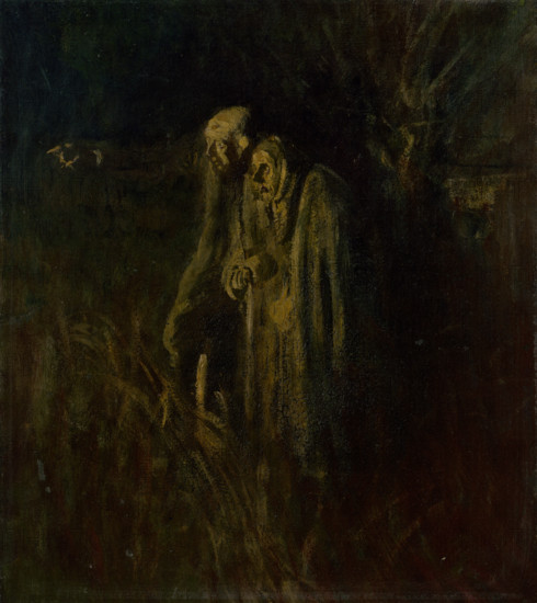 End of Life. Elderly Couple at Night, 1895-1900.