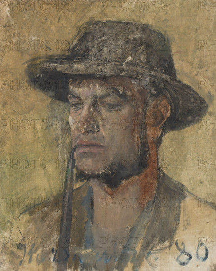 Sketch of a Head of a Smoking Young Man, 1880-1900.