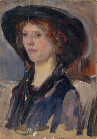 Head Study of a Girl in a Hat, early 20th century.