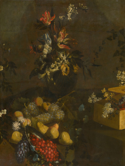 Still Life with Flower Bouquet and Fruit, 1702-1712.