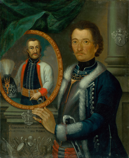 Portrait of a Nobleman from the Szirmay Family; Captain Samuel Szekely with the Likeness of Colonel Tomas Szirnay, around 1750.