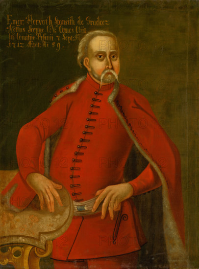 Portrait of Imrich Horváth-Stancic, before 1712. Hungarian nobleman, died in 1717 aged 59. Inscription reads: Emer: Horvath Stansith de Gradecz Hottus Scepus O:V: Ames Obiit in Comitiis Polonii 7 Sept: Ao 1717 Aetat: Ao 59.