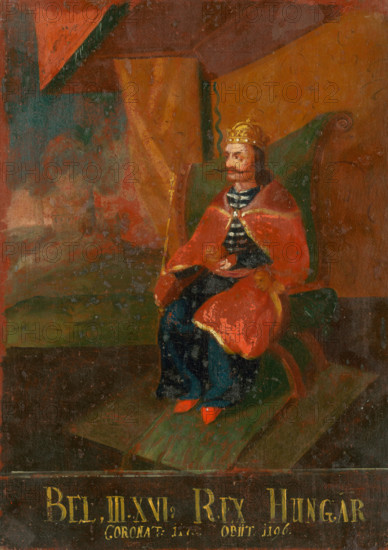 Béla III, 18th century. Inscription - Bel III.XVI.Rex Hungar Coronatus Obiit 1196