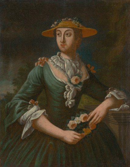 Portrait of a Woman in a Hat with Flowers, 1790-1810.
