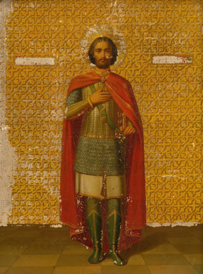 Saint George, 1850-1860. The saint wearing breastplate, chain mail and a cloak.