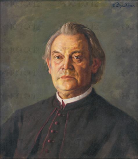 Portrait of Msgr. Kolíska, 1928. Alois Kolísek (1868-1931) was a Czech Roman Catholic priest, politician, and member of the Revolutionary National Assembly, with strong ties to Slovakia.