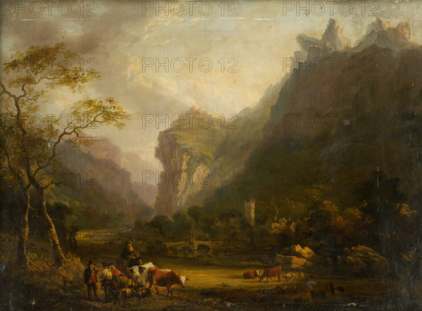 Mountain Valley with a Figural Group in the Foreground, 1800-1820.