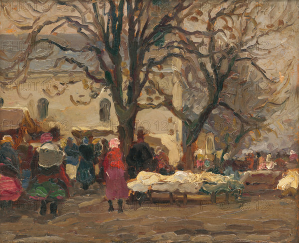 Market in front of the church, 1920-1928.