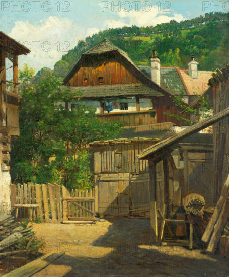 Old Kremnica, 1880-1900. Rural scene in Slovakia.