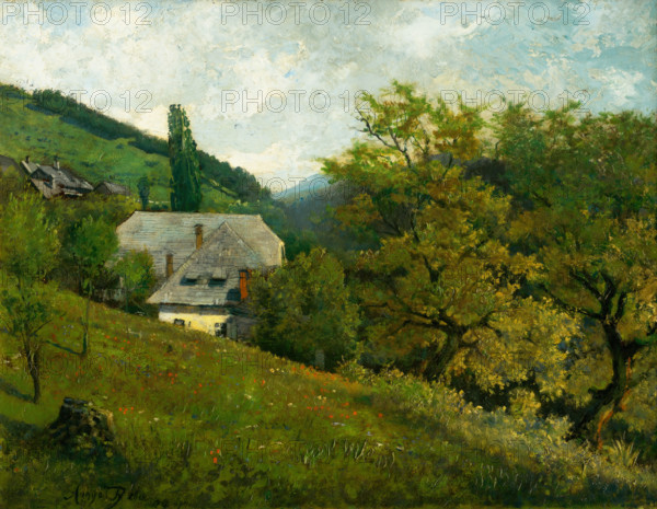 Landscape near Kremnica, 1894. Rural scene in Slovakia.