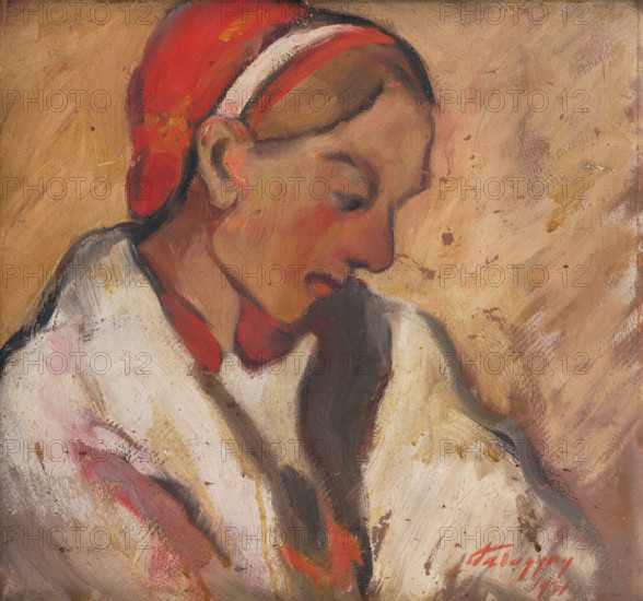 Woman in a red bonnet, 1931.