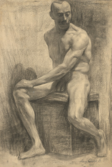 Study of a seated male nude, 1910.