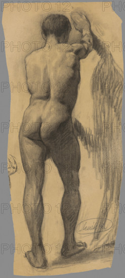 Study of a man leaning on a wall, 1910-1920.