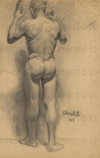 Study of a standing man by the circles, 1907.