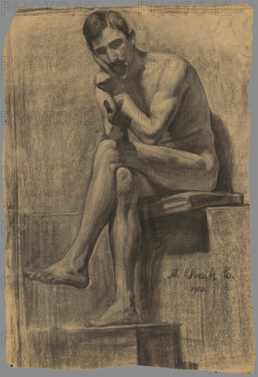 Study of a seated man with a crossed leg, 1910.