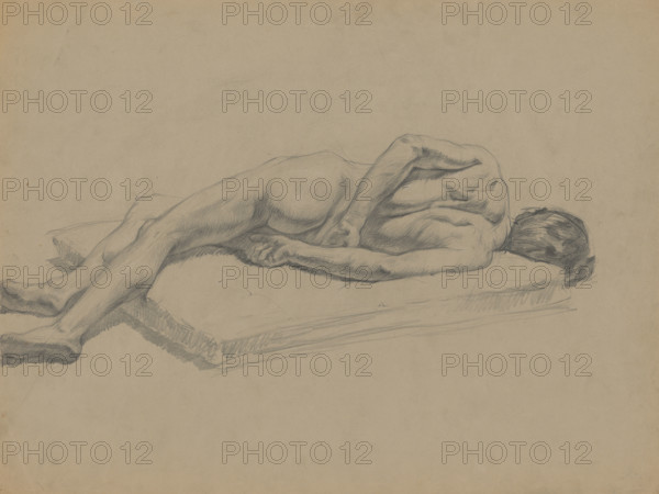 Study of a reclining male nude, 1910-1920.