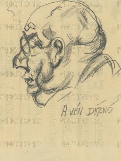 Study of a male head with glasses, 1924-1928.