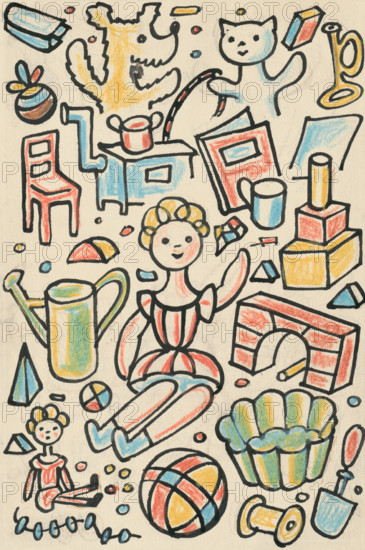 7. A story about a dog and a cat, around 1928. Additional Info: Illustrations for the book - Josef capek. Talking about a dog and a cat: how they farmed together and about all kinds of other things. [Prague] : Dr. O. storch-Marien, 1929.