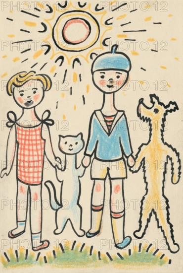 8. A story about a dog and a cat, around 1928. Additional Info: Illustrations for the book - Josef capek. Talking about a dog and a cat: how they farmed together and about all kinds of other things. [Prague] : Dr. O. storch-Marien, 1929.