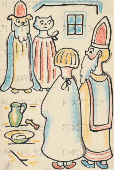 6. A story about a dog and a cat, around 1928. Additional Info: Illustrations for the book - Josef capek. Talking about a dog and a cat: how they farmed together and about all kinds of other things. [Prague] : Dr. O. storch-Marien, 1929.