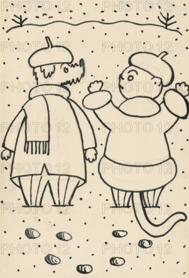 19. Talking about a dog and a cat, around 1928. Additional Info: Illustrations for the book - Josef capek. Talking about a dog and a cat: how they farmed together and about all kinds of other things. [Prague] : Dr. O. storch-Marien, 1929.