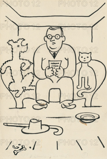 24. A story about a dog and a cat, around 1928. Additional Info: Illustrations for the book - Josef capek. Talking about a dog and a cat: how they farmed together and about all kinds of other things. [Prague] : Dr. O. storch-Marien, 1929.