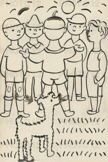 30. Talking about a dog and a cat, around 1928. Additional Info: Illustrations for the book - Josef capek. Talking about a dog and a cat: how they farmed together and about all kinds of other things. [Prague] : Dr. O. storch-Marien, 1929.