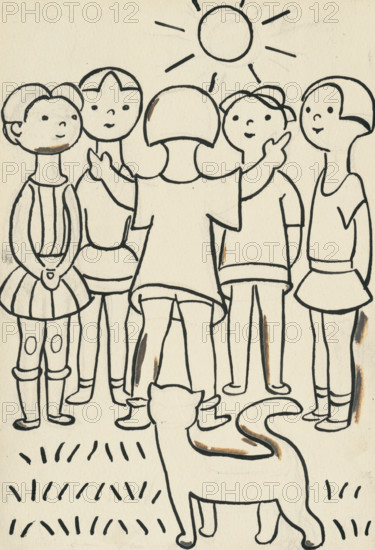 31. Talking about a dog and a cat, around 1928. Additional Info: Illustrations for the book - Josef capek. Talking about a dog and a cat: how they farmed together and about all kinds of other things. [Prague] : Dr. O. storch-Marien, 1929.