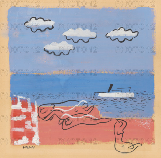 On the beach, 1933-1934.