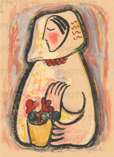 Girl with a basket of flowers, 1937-1938.