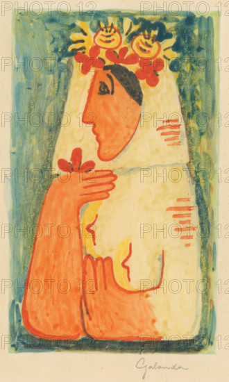 Woman with a wreath, around 1937.