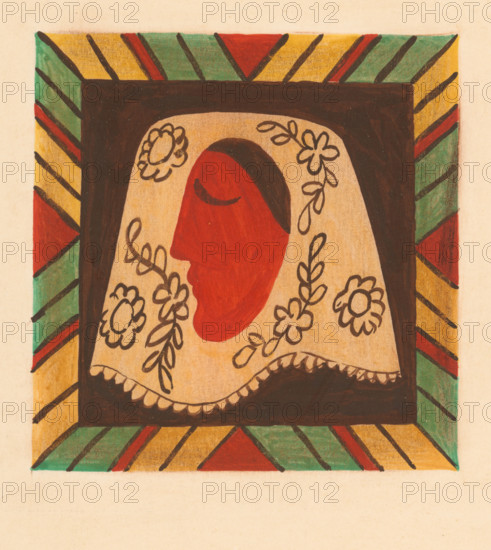 Girl's head in a scarf, 1937.