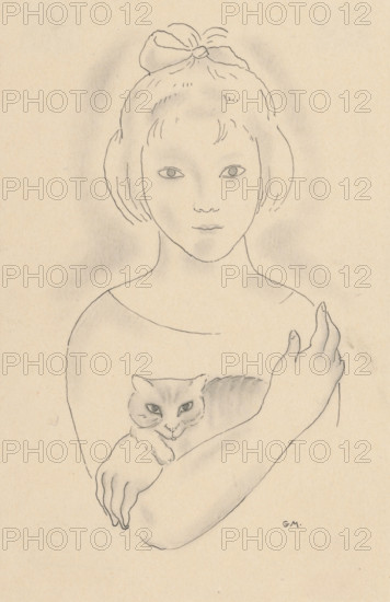 Girl with a cat, around 1927-1928.