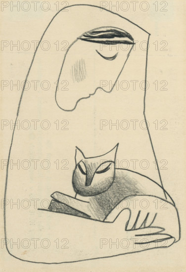 Girl with a cat in her arms, 1937-1938.