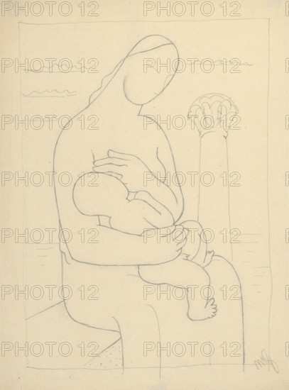 Mother with Corinthian column in the background, 1928-1932.