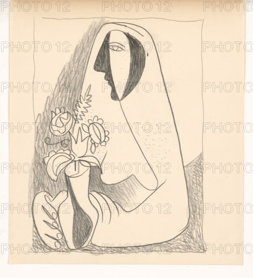 Woman with a bouquet in a vase, 1938.