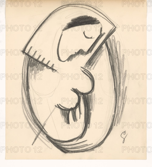 Study of a woman with a bowed head, 1938.