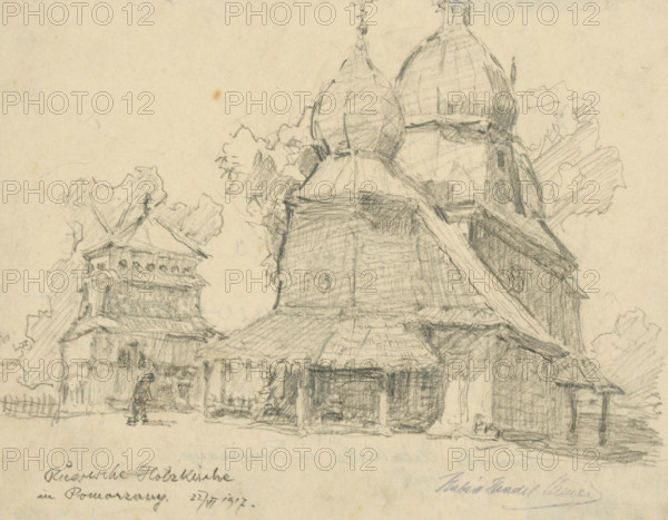 Russian Wooden Church, 1917.