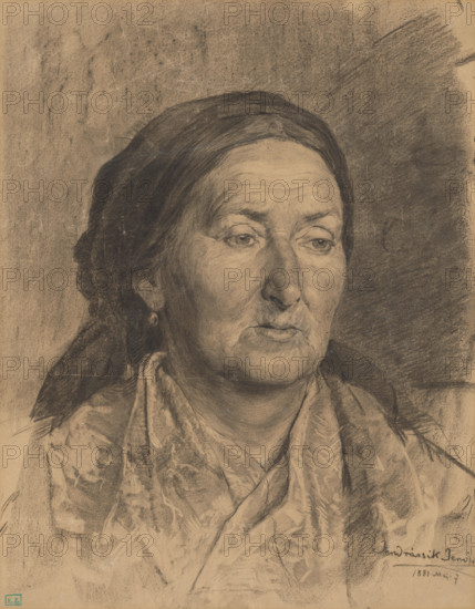 Portrait of an old woman in a scarf, 1881.