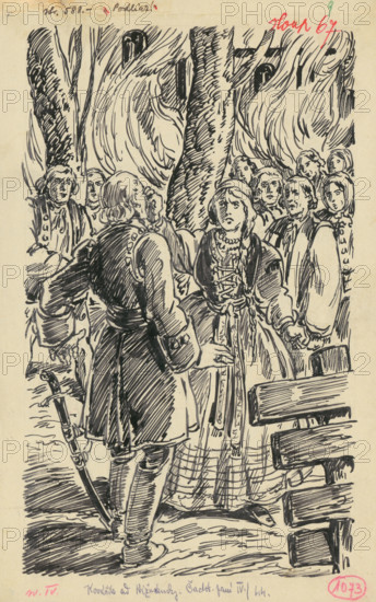 9.- Fire, 1936. Additional Info: Illustration for the book cachticka pani by J.Niznansky, published by L.Mazac, Prague 1936 - 10 illus.