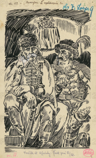 2.- Two Yeomen, 1936. Additional Info: Illustration for the book by J.Niznansky cachticka pani, published by L.Mazac, Prague 1936 - 10 illus.
