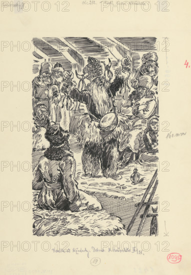 12.- Kutti, Kutui, Kutuchta, 1953. Additional Info: Illustration for the novel by J.Niznansky The Adventures of Moric Benovsky, published by L.Mazac, Prague 1953 - 32 illus.