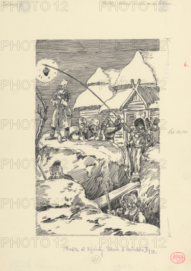14.- Hour after hour passed, 1953. Additional Info: Illustration for the novel by J.Niznansky The Adventures of Moric Benovsky, published by L.Mazac, Prague 1953 - 32 illus.